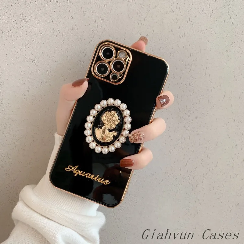 3D Pearl Goddess Soft Plating Protect Lens Case For iphone 14 13 12 Pro Max MiNi 11 ProMax X XS XR 6S 7 8 Plus SE 2020 Cover