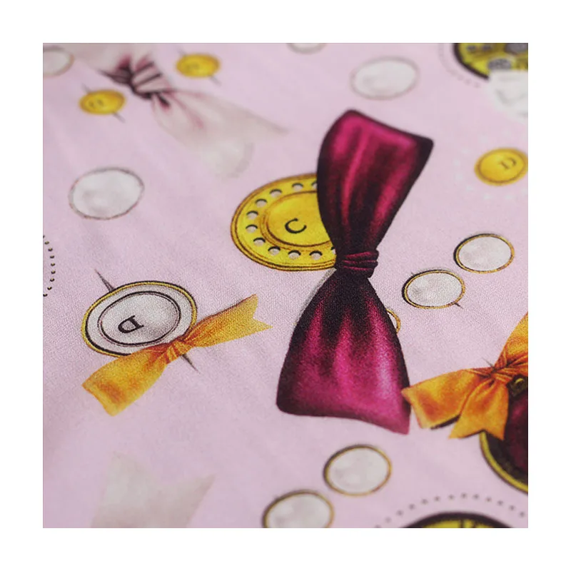 Pearlsilk 12momme розовый бант с принтом крепдешин 100% шелковые материалы рубашка платье