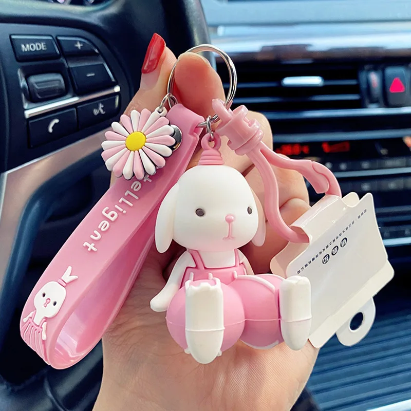 

New Style Personality Sandy Rabbit Key Chain Fashion Backpack Pendant Keychains Trend Couple Accessories Cartoon Car Keyring