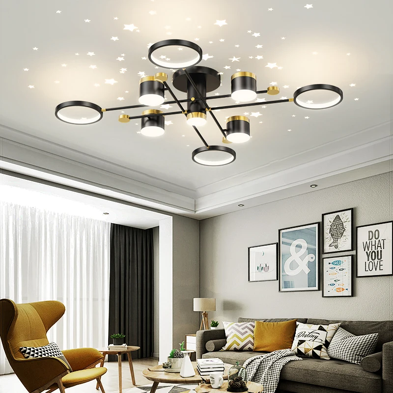 

Modern Chandeliers For Living Room Starry Sky Decoration Bedroom Lamp Indoor Lighting Led Ceiling Chandelier With Remote Control