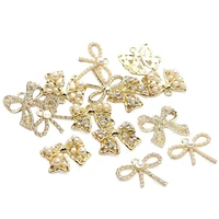 zinc alloy inlaid pearl bow charms 6pcslot for diy kids charms for jewelry making nickel free charms for bracelet making