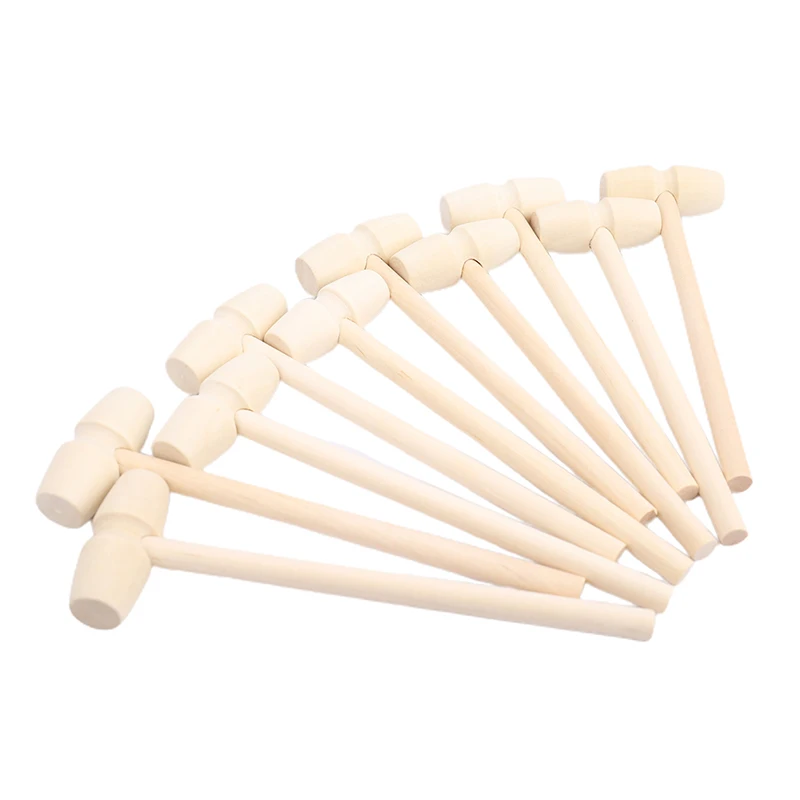 

10Pcs MINI Wooden Hammer Mallet 140x43x19mm Crab Lobster Seafood Crackers Kids Toys Funny