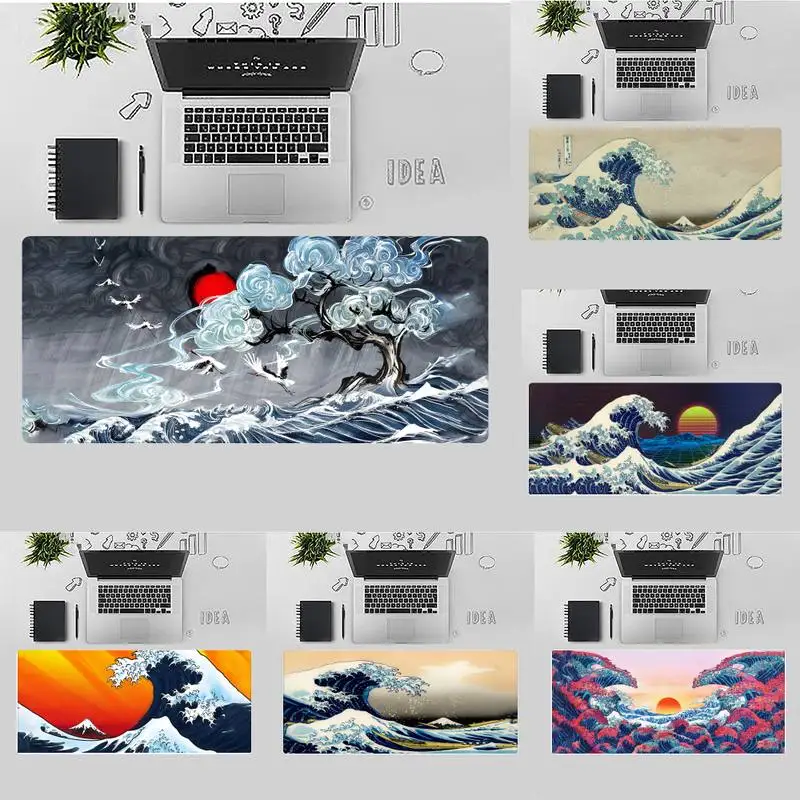 

New Designs Japanese wave Art Gamer Speed Mice Retail Small Rubber Mousepad X XL XXL Non-slip Cushion Thickness 2mm