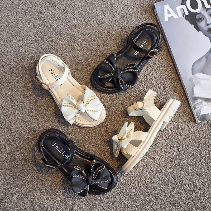 

Soft Summer Sandals Sandalias 2020 For Children's Girl's leather shoes School Students Performing Dance shoe Black Girls Flats