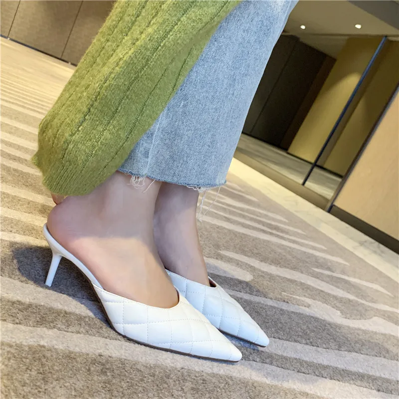 

MORAZORA 2020 new fashion women mules shoes stiletto heels pointed toe ladies party shoes summer solid color women pumps