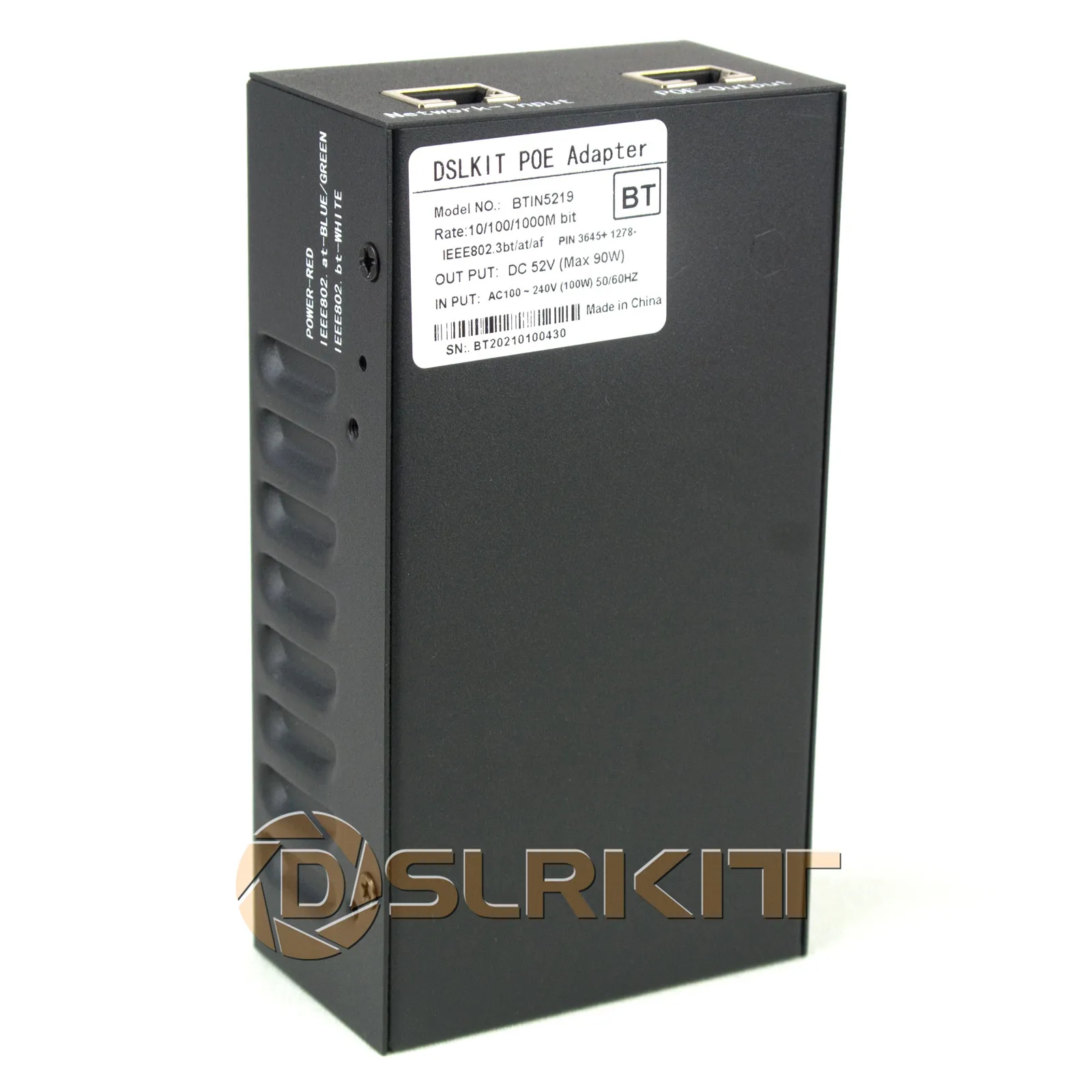 DSLRKIT 802.3BT PoE инжектор 90 ватт гигабитный сетевой адаптер ультра + 4 пары 10/100/1000 Мбит/с