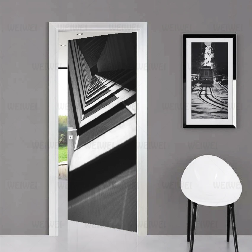 Современные высокие геометрические строительные дверные наклейки настенные