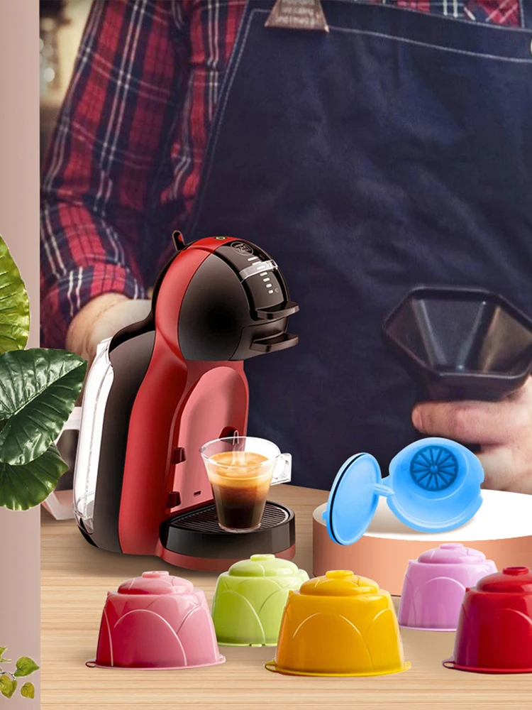 

6 Pcs Reusable Coffee Capsule Filter Cup Refillable Caps Spoon Brush Filter Set for Coffee Lovers