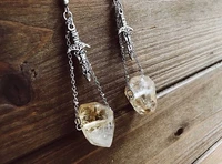 sword earrings raw quartz crystal earrings botanical earrings gothic crystal earrings boho earrings