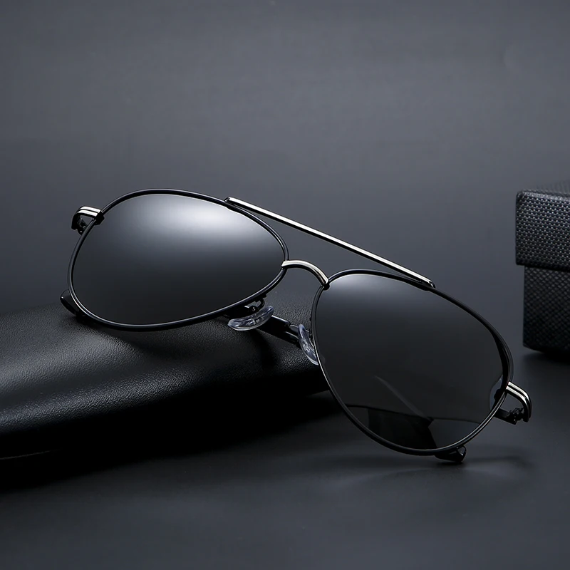 

2020 New Design Men's Polarized Sunglasses With Dual Brige Alloy Frame Pilot Sunglasses Driving Glasses