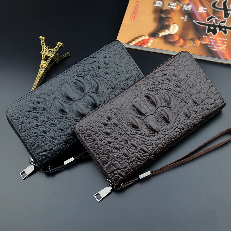 

2021 New Crocodile Wallet Men's Long Zipper Wallet Clutch Bag Business Large Capacity Wallet Mobile Phone Bag