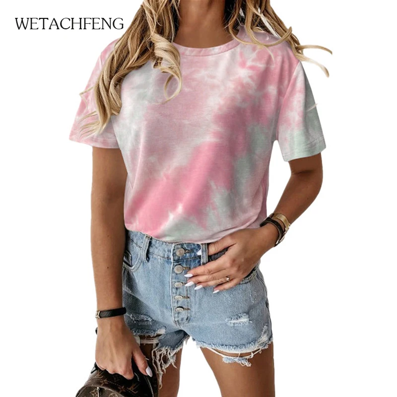 Женская летняя обувь галстук бабочка Дэй футболки с круглым вырезом и принтом