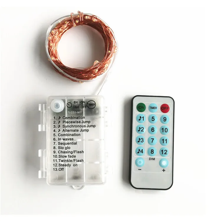 

8 mode 10 meters 100 lights music copper LED string lights 3AA battery box waterproof lamp string color Christmas decorations