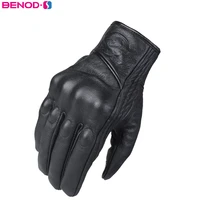 real leather motorcycle gloves breathable summer gloves protective gears touch function motocross gloves gants de moto black