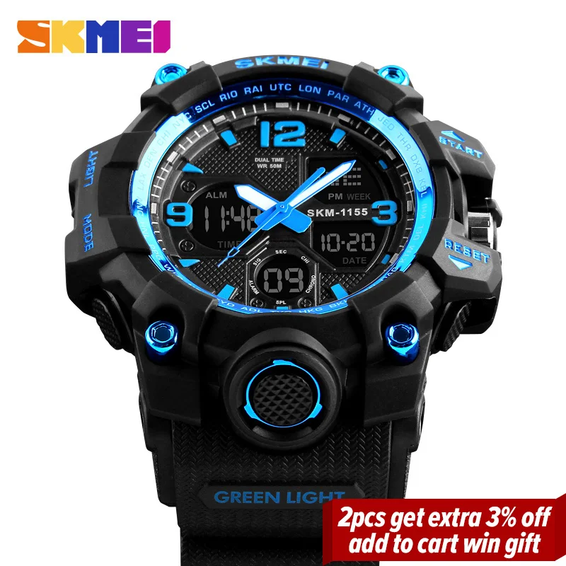SKMEI Марка Для мужчин спортивные часы Военные Водонепроницаемый Аналоговый
