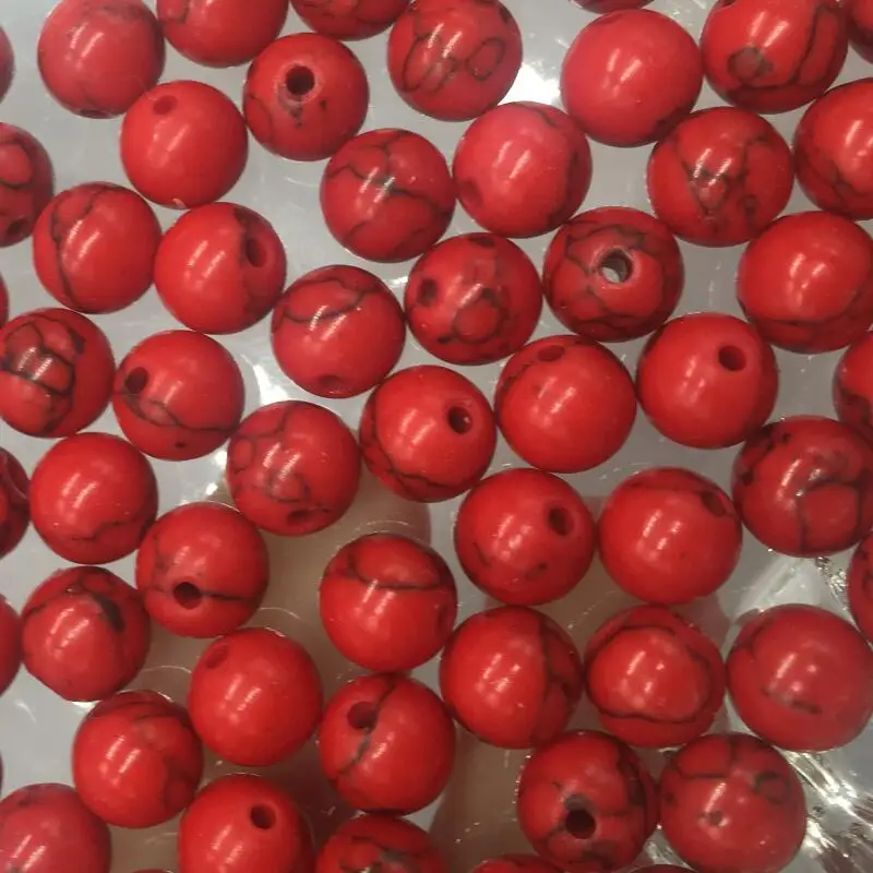 

100pcs 8mm Pretty Natural Sponge Red Coral Round Shape Loose Beads Fashion DIY jewelry finding