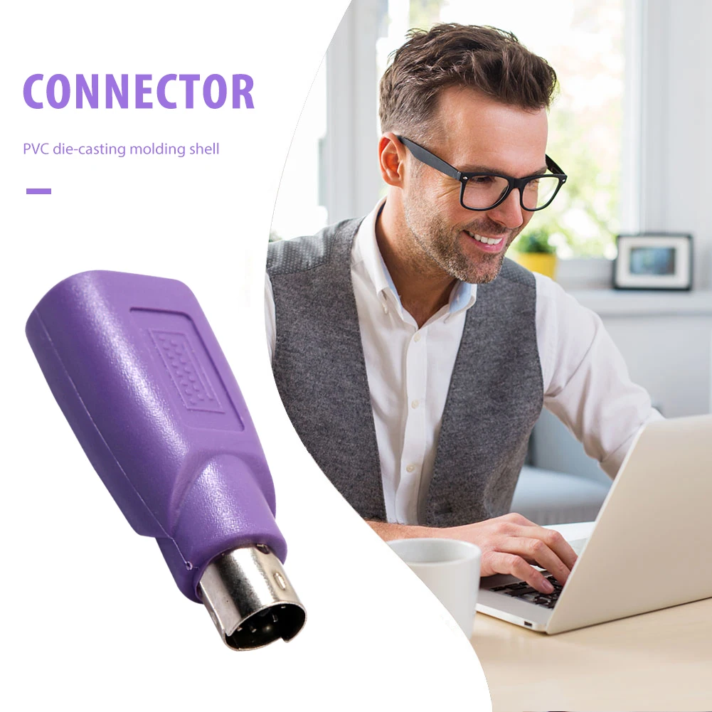 

2/5pcs PS2 Male to USB Female Converter Purple Connect Gadgets Computer Mouse Keyboard Adapter Computer Accessories