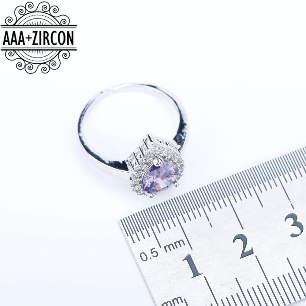 Новинка 2018 Комплект бижутерии из серебра 925 пробы с фиолетовым цирконием