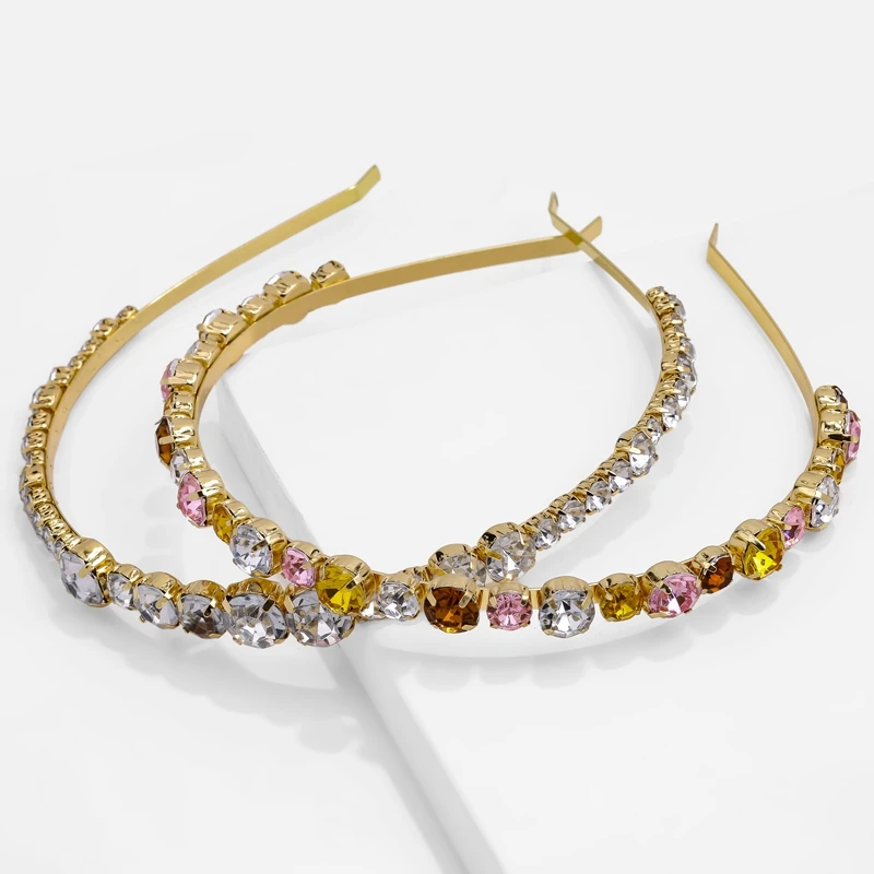 Junlead ZA Shiny Multicolor Luxury Rhinestone Hair Band Cute Headwear Crystal Headband Ornaments Hoop Accessories for Women | Украшения и