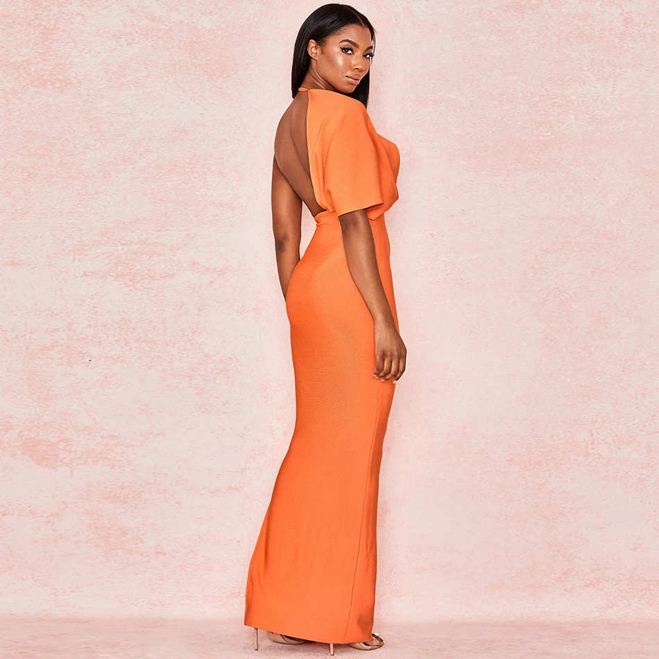 2021 летнее новое женское сексуальное оранжевое ДРАПИРОВАННОЕ длинное Бандажное