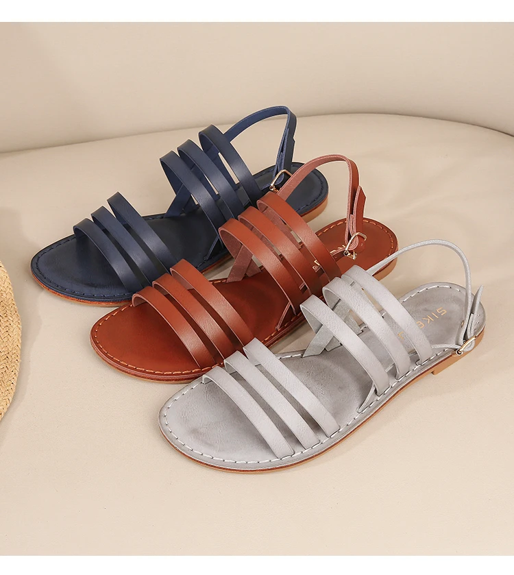 

Women's Sandals Female Spring Casual Strip Designer Free Shipping Black Flat Dance Wear Summer for Women Ladies Shoes