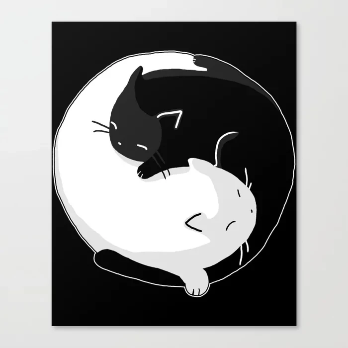 Модульные холщовые картины черные белые постеры с изображением кота Мультяшные