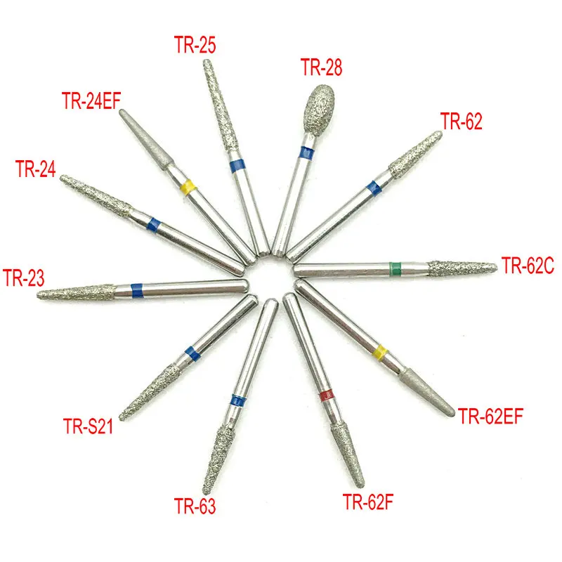 100 шт. Стоматологические алмазные сверла серии TR Dia Burs полировка сглаживание