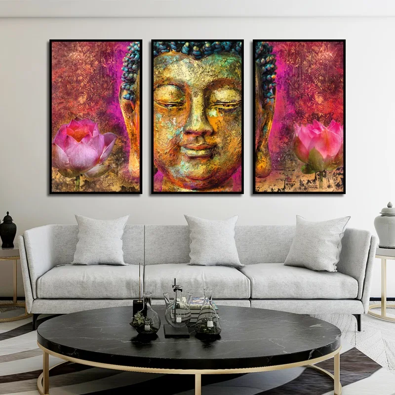 Современный постер Будды Картина на холсте с принтом лотоса картина для коридора