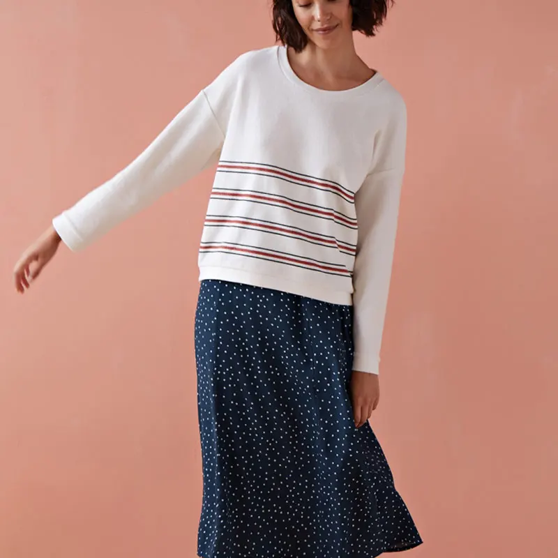 

Женская Повседневная Толстовка с длинным рукавом, красная, белая или синяя полосатая толстовка, весна-лето