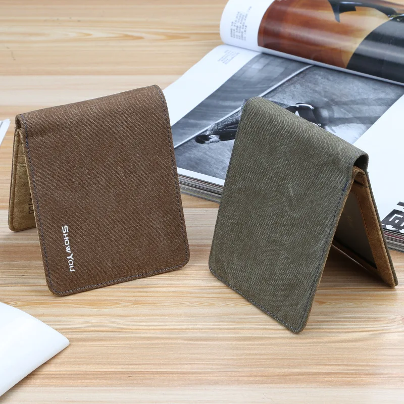

Baellerry Men's Short Canvas Wallet Fashion Casual Men's Open Wallet Simple Mini Personality Horizontal Wallet