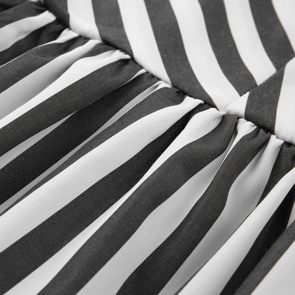 Весеннее женское платье в полоску без рукавов с v образным вырезом тонкое макси