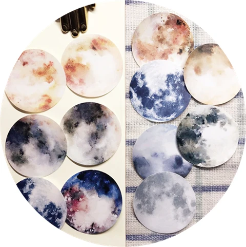 12 шт./компл. Ретро винтажный круглый планета Луна Стикеры набор для скрапбукинга