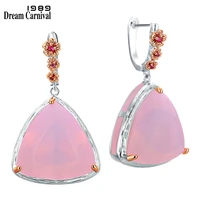 dreamcarnival new giant baroque earrings women big dangle elegant pink opal fashion jewelry party must have female love we4107