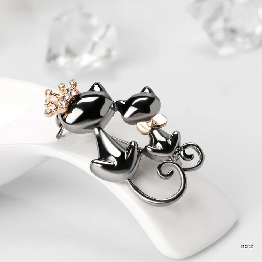 Женская Брошь с кошкой булавка для девушки из сплава со стразами модная шляпа