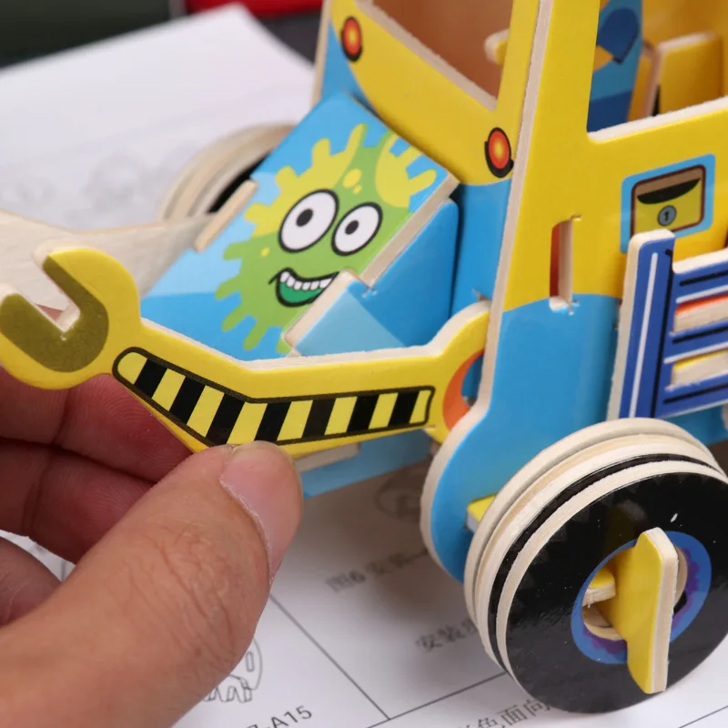 Детские деревянные 3D головоломки DIY Пазлы игрушки для автомобиля ручной