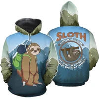 sloth hiking team pullover crewneck 3d print casual hoodies new fashion unisex jacket