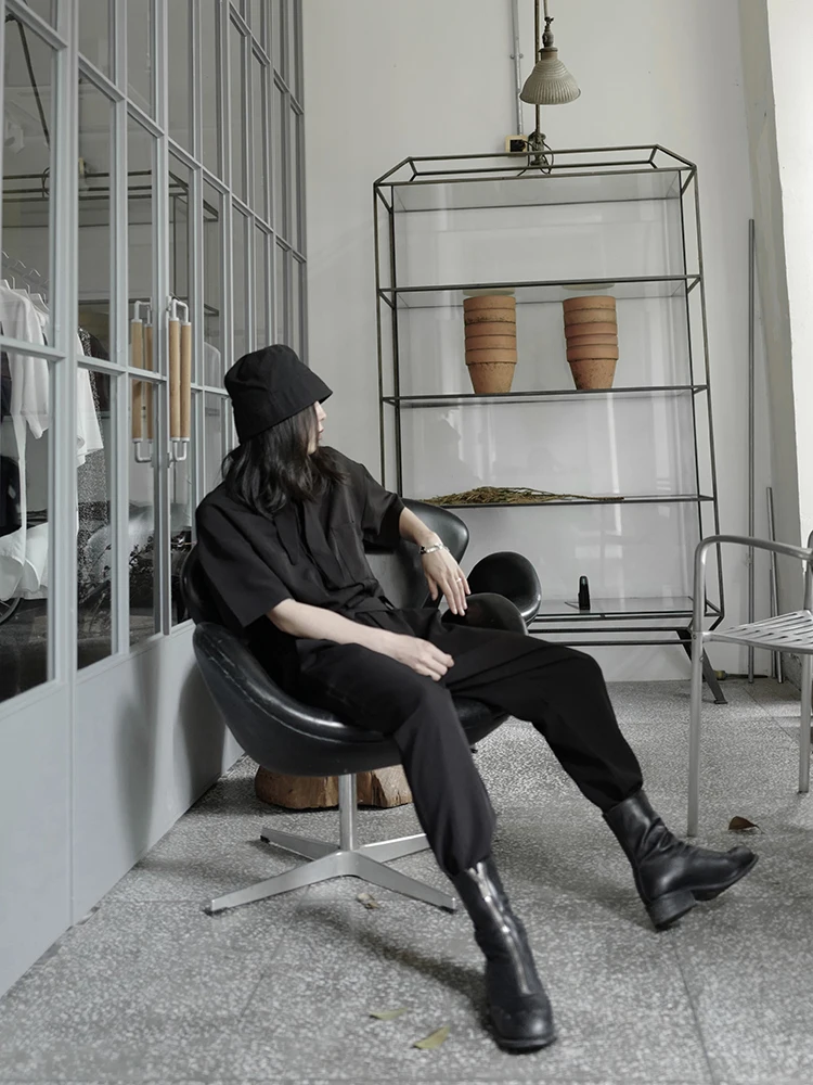 Женский Готический комбинезон в стиле Ямамото с коротким рукавом и открытой