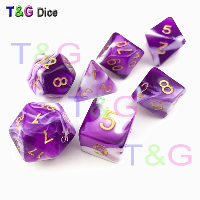 Прозрачный фиолетовый и белый цвет кости D4 D20 для d & игры|colored dice|dice colorwhite dice |