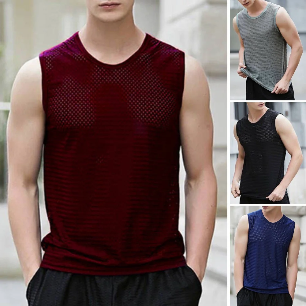 

Men Sports Breathable Sleeveless Tanks Singlets Solid Training Quick-drying Summer