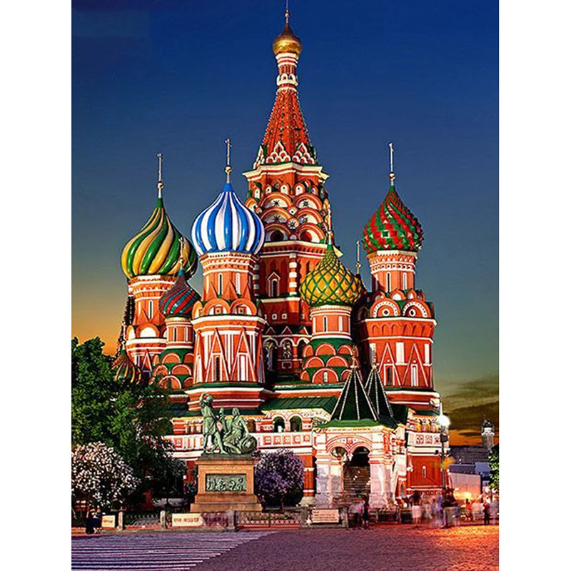 5D алмазная живопись полноразмерная/круглая Московская церковь Алмазная мозаика
