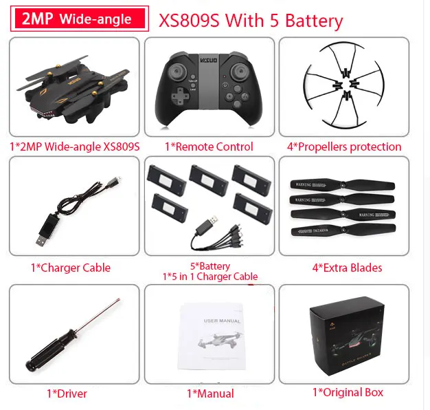 Wide 2MP 5B Color Bx Visuo Xs809s Battles Sharks Wifi Fpv широкоугольная камера складной Радиоуправляемый Дрон Квадрокоптер Vs Visuo Xs809hw Sx812 Sg106 906 M69 M70 - Цвет: Wide 2MP 5B Color Bx