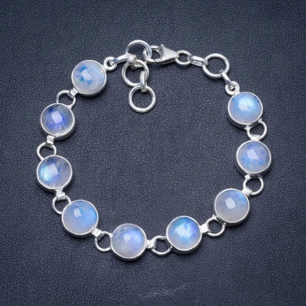 Браслет ручной работы из натурального лунного камня уникальный браслет серебра 7