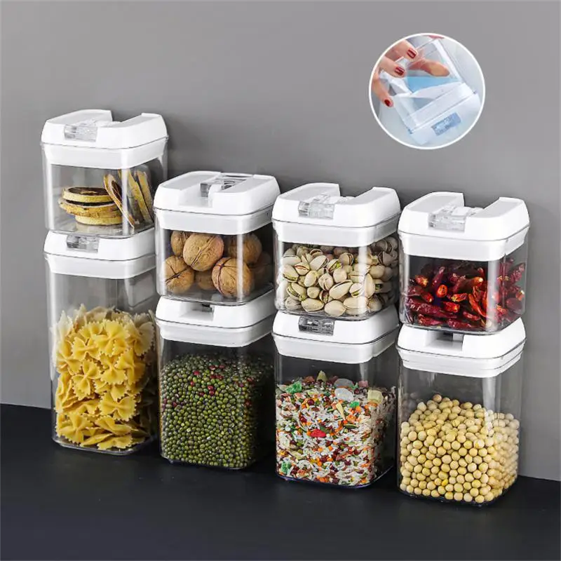 

Food Container Multigrain Storage Tank Transparent Sealed Cans Kitchen Storage Canisters Plastic Sealed Jar 500/800/1200/1900Ml