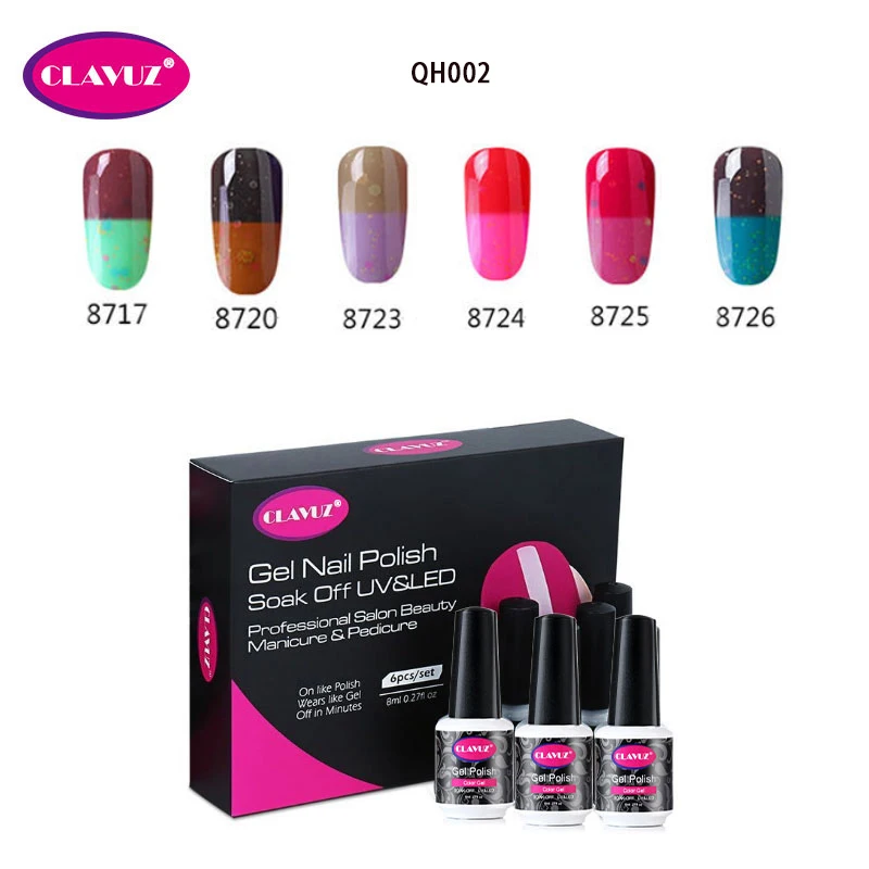 CLAVUZ 8 мл 6 шт. набор сыр Хамелеон Изменение температуры Цвет Гель-лак изменение