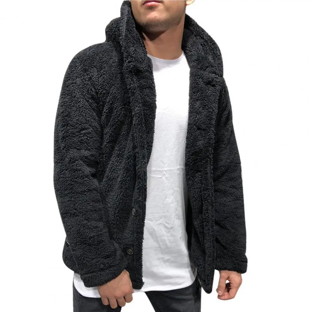 Winter Warm Men Thick Hoodies Tops Fluffy Fleece Fur Hooded Jacket Coat Outerwear Long Sleeve Cardigans Coat Sweatshirts 2021