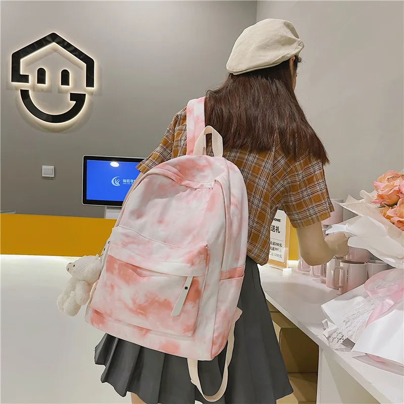 2021 New Tie Dyed Backpack Student Schoolbag for Girls Laptop Backpack High School
