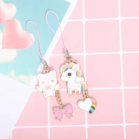 cute korean unicorn smart phone strap lanyards for iphonesamsung case strap kawaii decor mobile phone strap rope phone charms