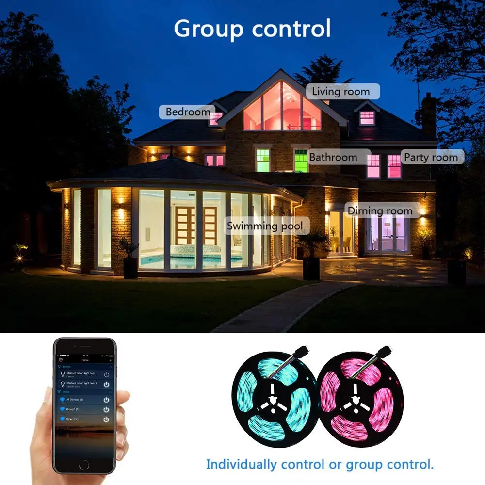 DC 5В/RGBW/RGB + WW: Светодиодная лента RGB белый Wifi смарт-приложение Alexa Google IP20/IP65 гибкие