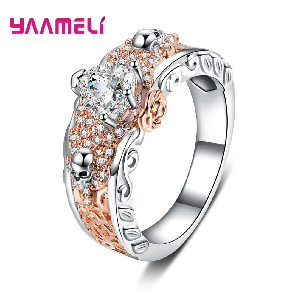 Ретро готический панк женские и мужские кольца трендовые черепа 925 пробы