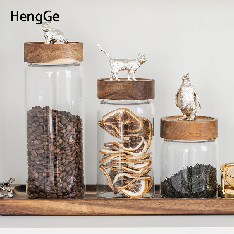 

Стеклянные банки в стиле ретро с посеребренным покрытием, Декоративная скульптура животного, герметичный дозатор кофейных зерен, зерен, ку...